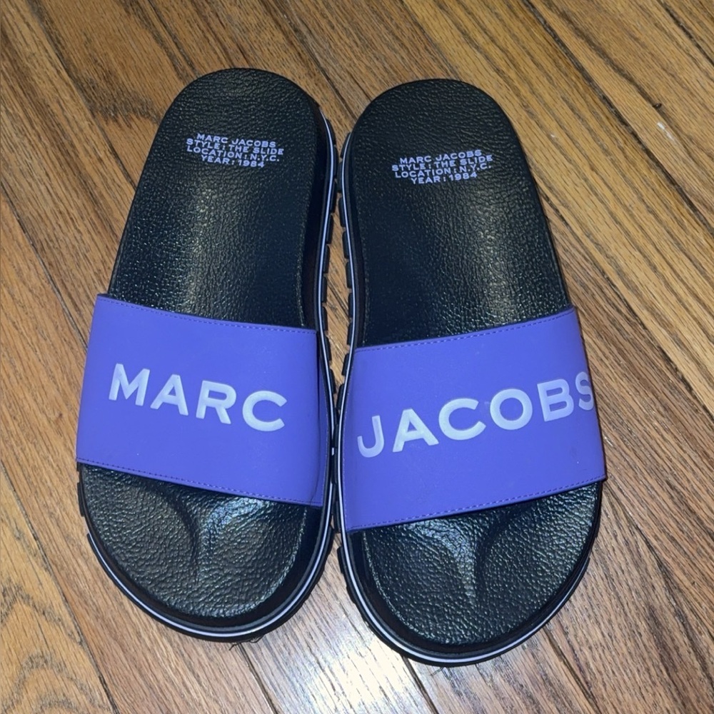Marc Jacobs Purple and Black Slide Sandals